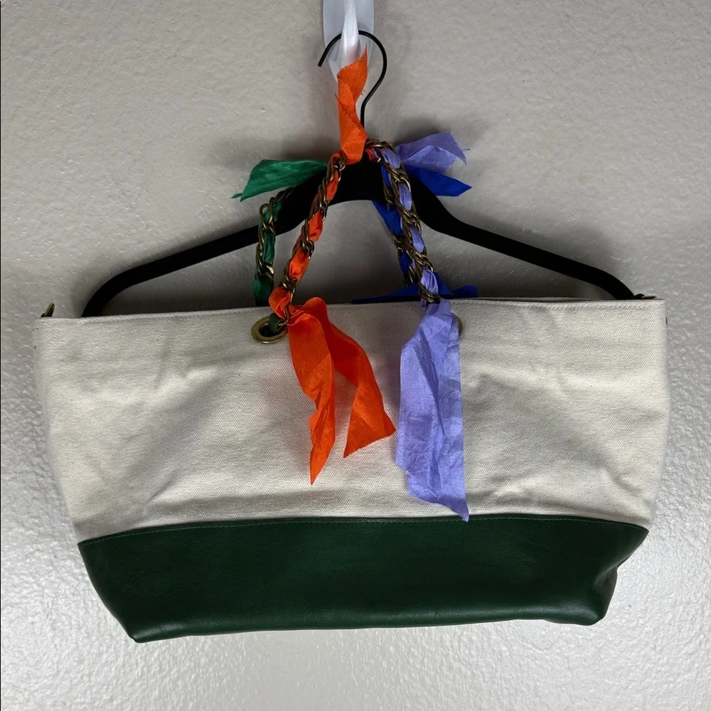 Clare V x Oui Want Limited Editon Leather Trimmed Ribbon Tote - Picture 3 of 14